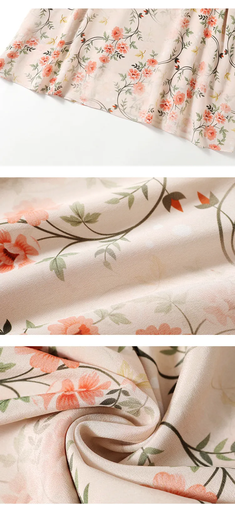 100% Mulberry Silk Midi Dress Floral, Embroidered Dress, Fashion Runway Summer Dress
