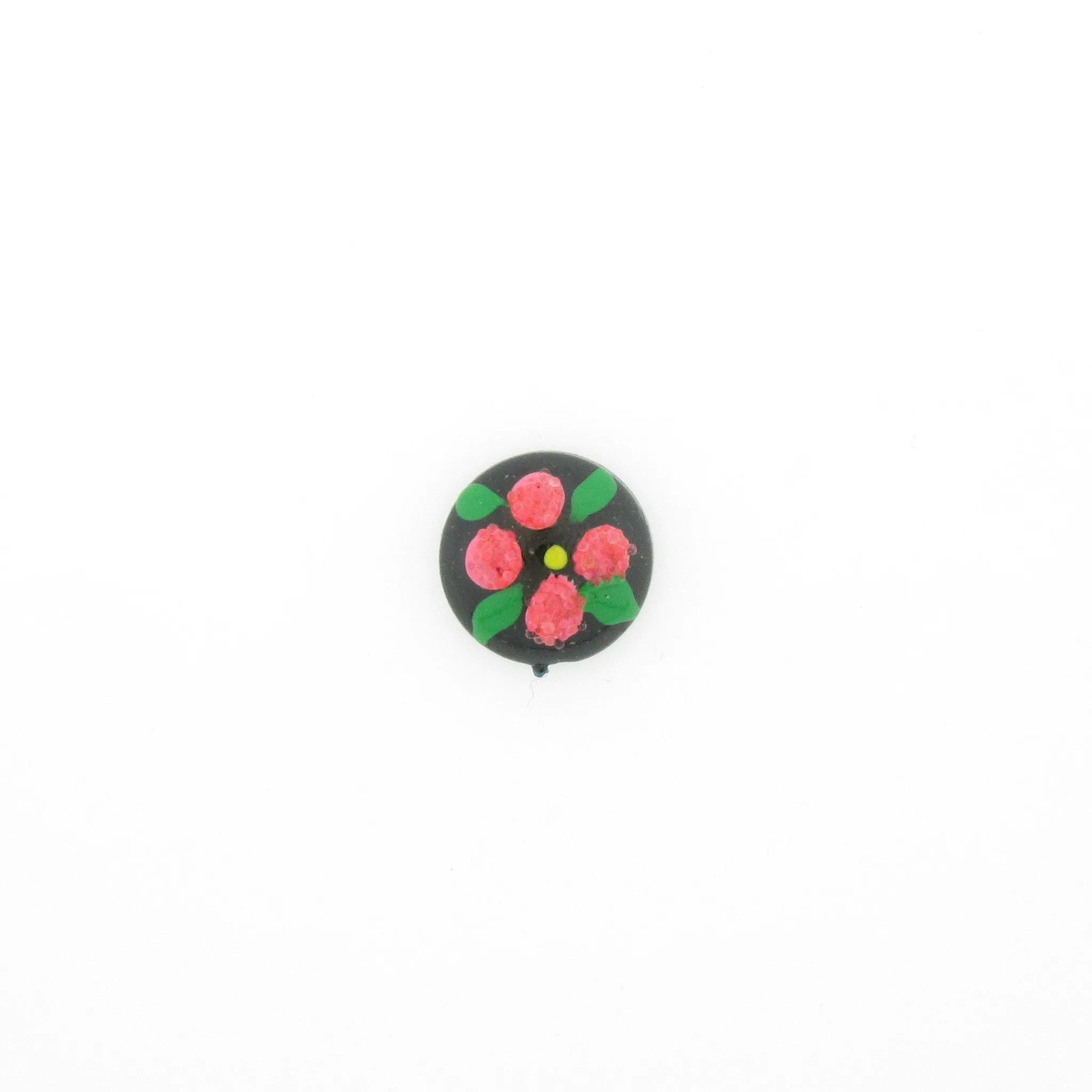 10MM Pink Flower On Black Cab (12 pieces)