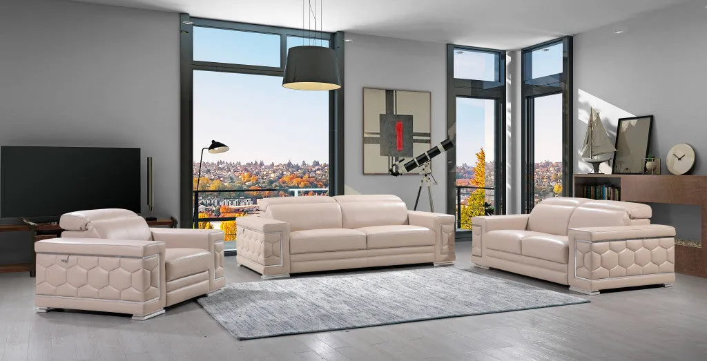 114" Modern Beige Leather Sofa Set By Homeroots