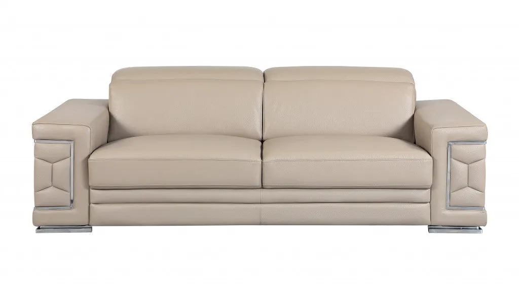 114" Modern Beige Leather Sofa Set By Homeroots
