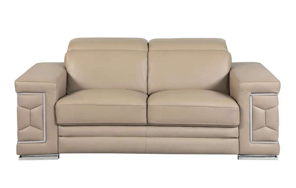 114" Modern Beige Leather Sofa Set By Homeroots