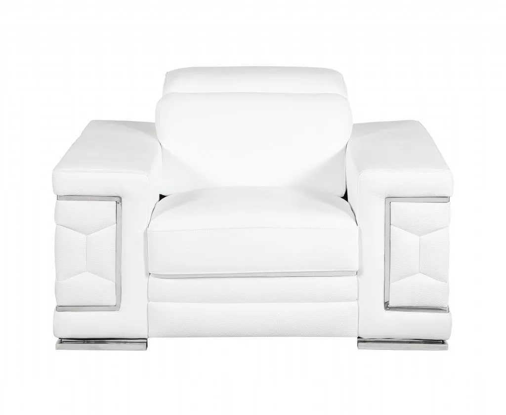 114" Sturdy White Leather Sofa Set By Homeroots