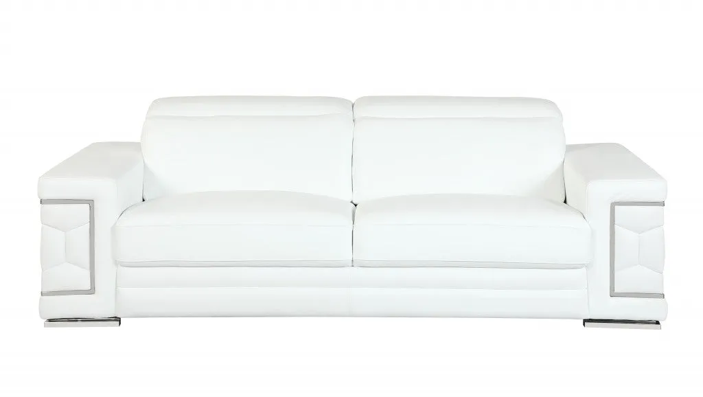 114" Sturdy White Leather Sofa Set By Homeroots