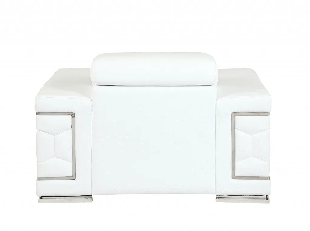 114" Sturdy White Leather Sofa Set By Homeroots