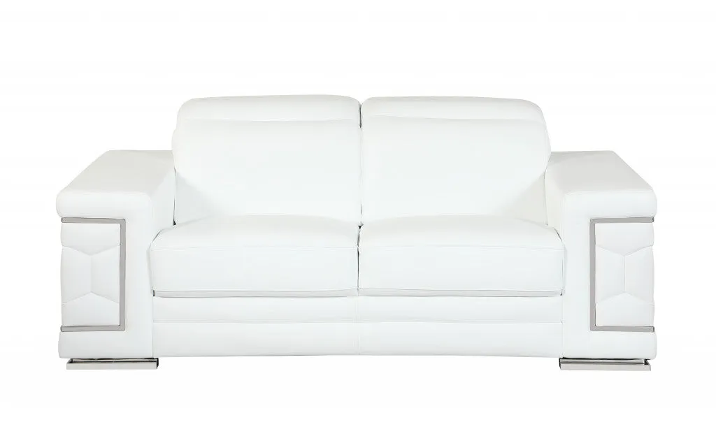 114" Sturdy White Leather Sofa Set By Homeroots
