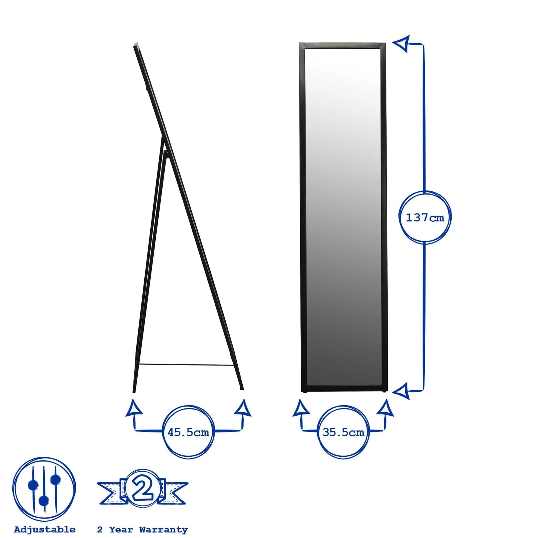 137cm x 35.5cm Square Full-Length Mirror - By Harbour Housewares