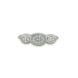 14K W Gold 0.70ctw G/SI1 3 Oval Diamond Ring