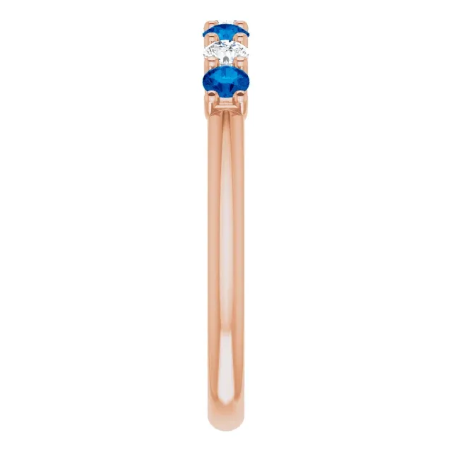 14KT GOLD 0.32 CTW BLUE SAPPHIRE & 0.18 CTW DIAMOND 7 STONE BAND