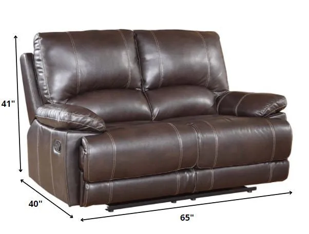 165" Stylish Brown Leather Couch Set By Homeroots