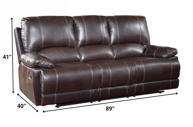 165" Stylish Brown Leather Couch Set By Homeroots