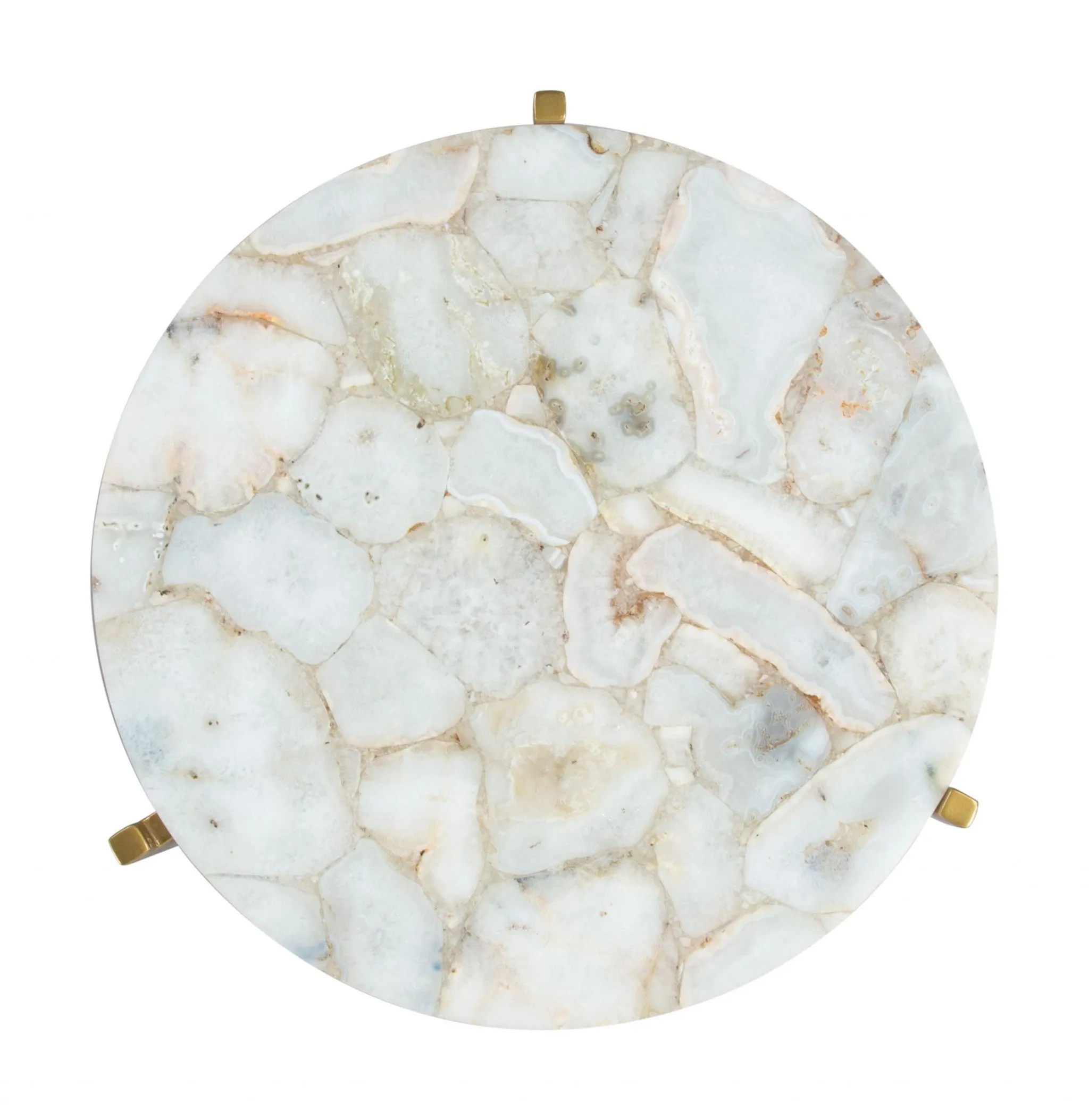20" Gold And White Genuine Marble Look Round End Table By Homeroots