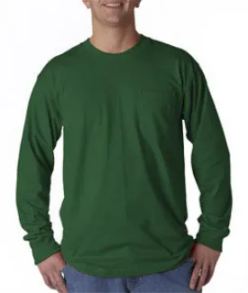 3055 Union Made: A Division of Bayside Adult Union Made Long-Sleeve Cotton Pocket Tee Forest Green