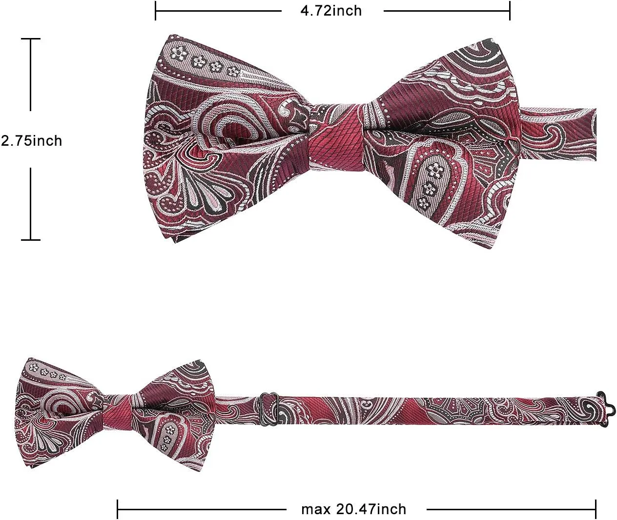 3/6 Pack Bow Tie Paisley Plaid Dot Pre-Tie Bow Tie Classic Formal Bow Ties for Men Adjustable Bowtie Tuxedo Wedding