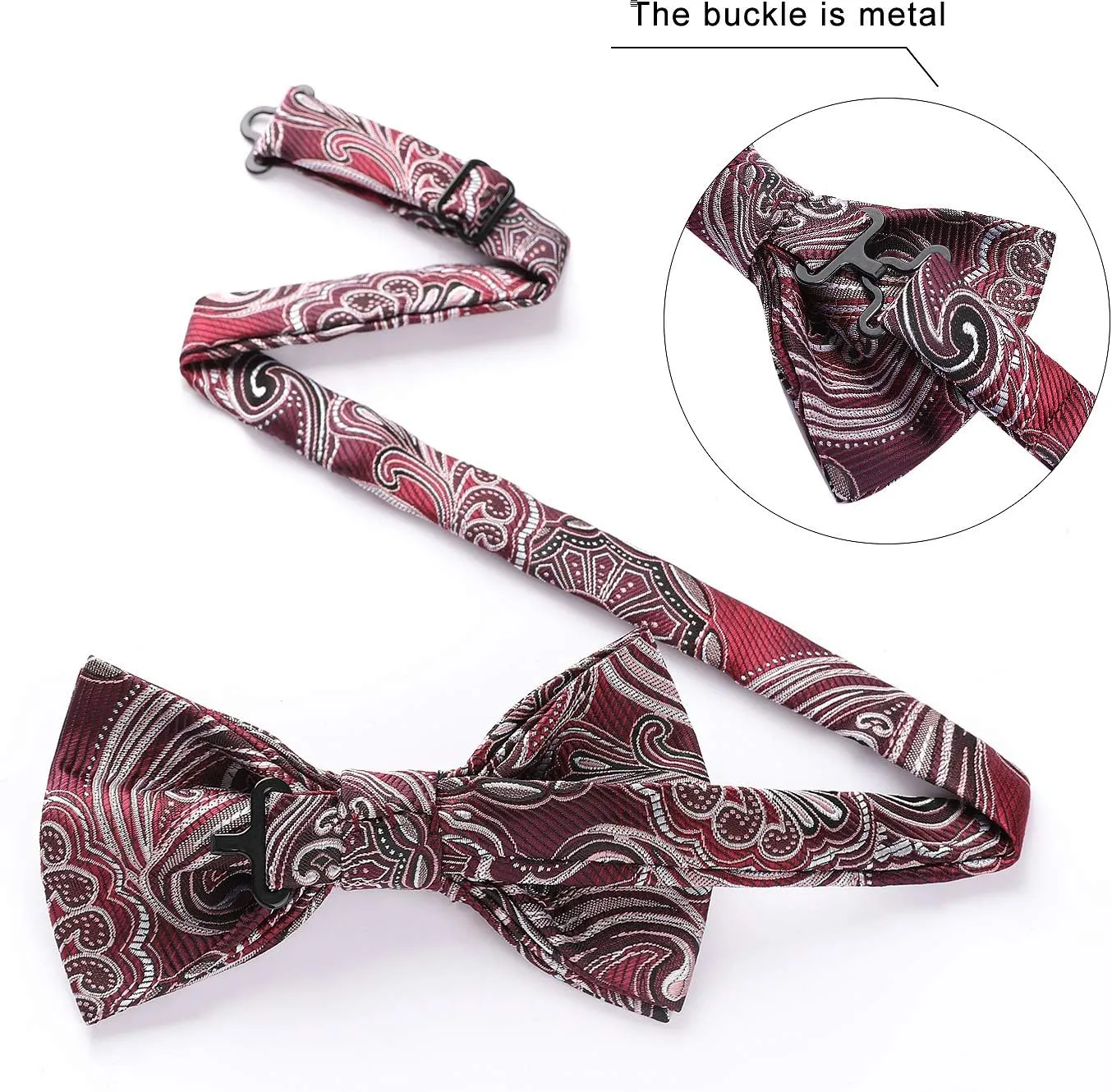 3/6 Pack Bow Tie Paisley Plaid Dot Pre-Tie Bow Tie Classic Formal Bow Ties for Men Adjustable Bowtie Tuxedo Wedding