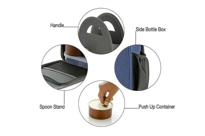 4-Piece Stainless Steel Lunch Box Set with Airtight Lid (Black)