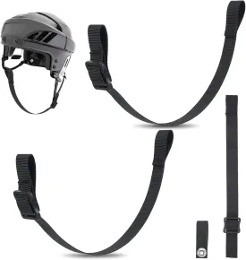 4 Sets Hockey Helmet Chin Strap Single Snap Detachable Ice Hockey Helmet Sports Chin Strap Replacement Ear Loops with an Adjustable Buckle Accessory Repair Kit