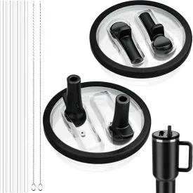 40 OZ Tumbler Lid for Stanley Quencher Protour Tumbler, 2 Pack Flip Straw Spill Proof Lid Replacement Straw Cover for 40oz Stanley Cup Accessories, Dual nozzle And Dishwasher Safe, High-End Anti-Fall