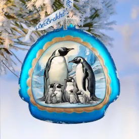 A Love on Ice - Penguin's Family Rainbow Glass Ornament by G. Debrekht - Wildlife Holiday Décor - 756-019