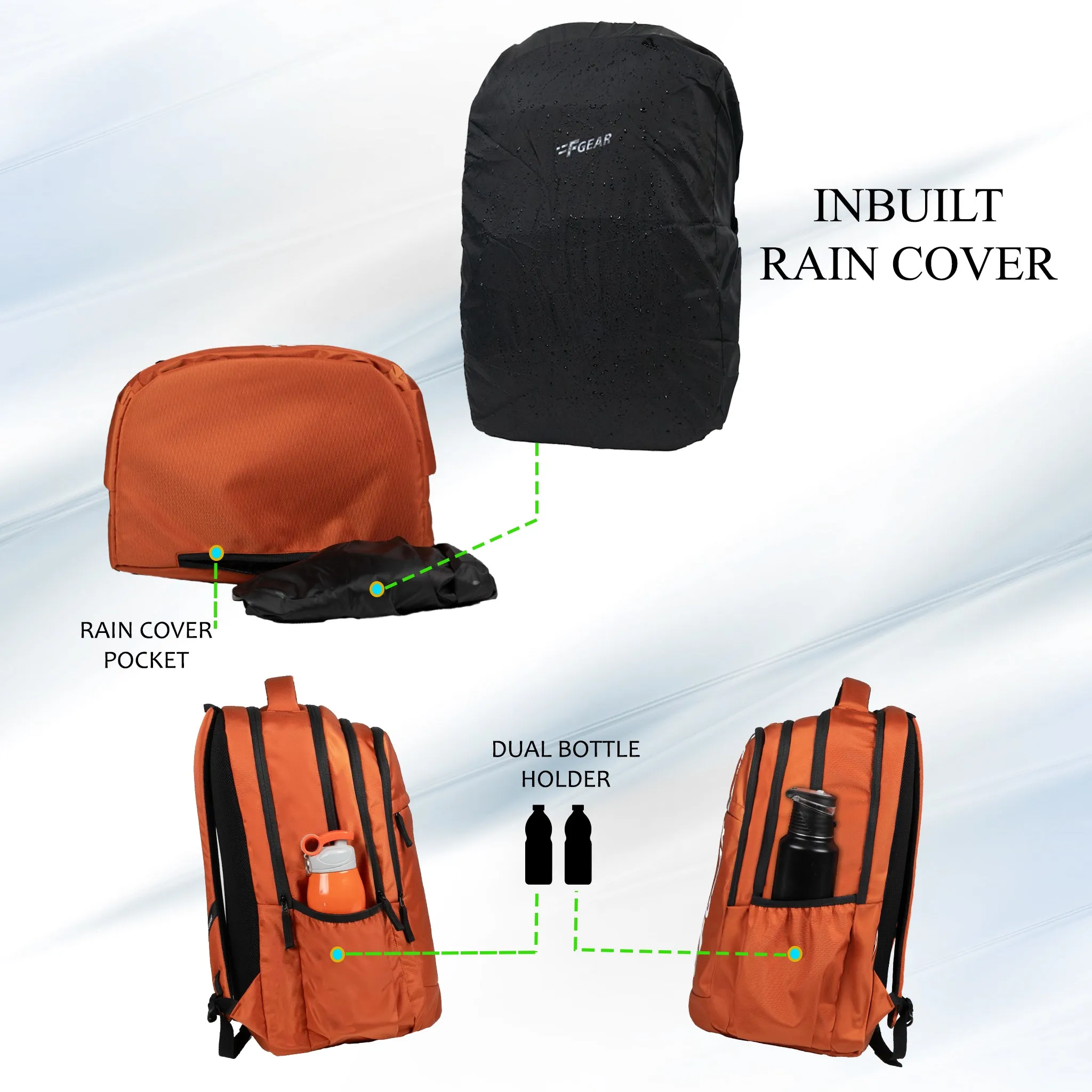Airmate 29L Brick Orange Backpack with raincover