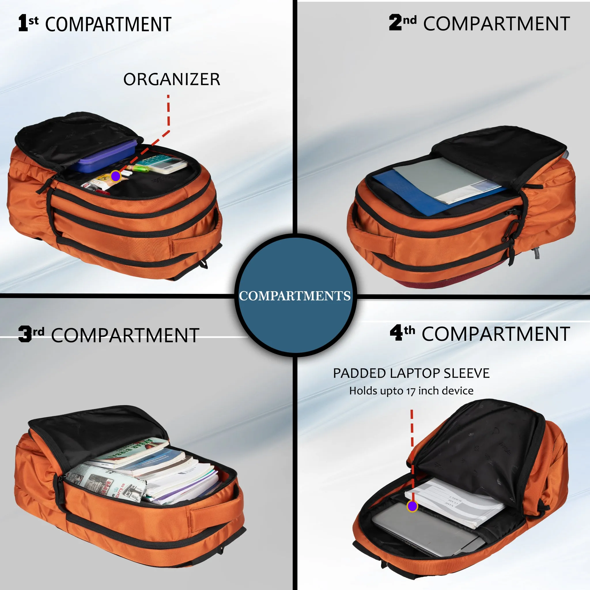 Airmate 29L Brick Orange Backpack with raincover