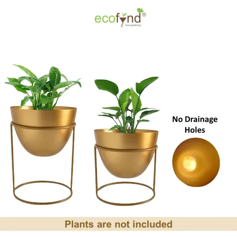 Alle Metal Plant Pot with Stand | Set of 2 | Multiple Colors