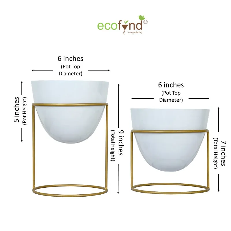 Alle Metal Plant Pot with Stand | Set of 2 | Multiple Colors