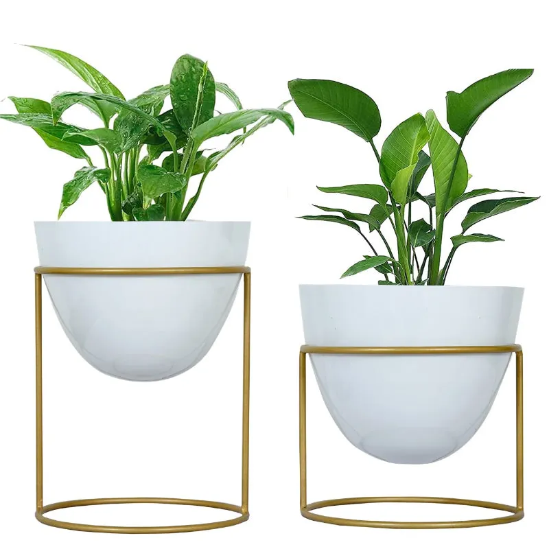 Alle Metal Plant Pot with Stand | Set of 2 | Multiple Colors