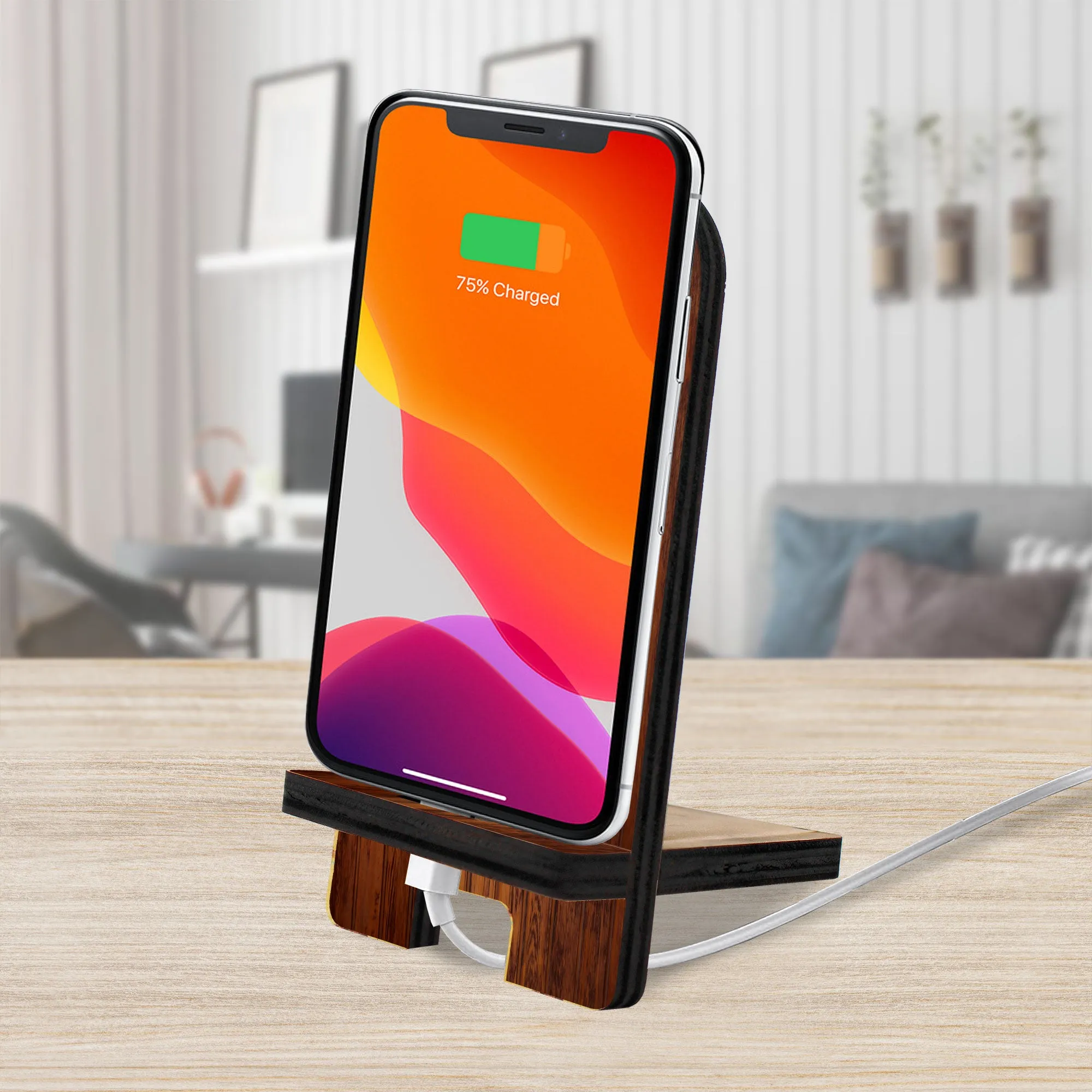 Allegiance Patriotic Eagles Cell Phone Stand - Wood Mobile Tablet Holder Charging Station Organizer - 892093-JB