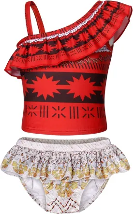 AmzBarley Girls Swimwear 2 Pieces Bathing Suit Ruffle One Shoulder Swimsuits Bikini Set Swimming Skirts