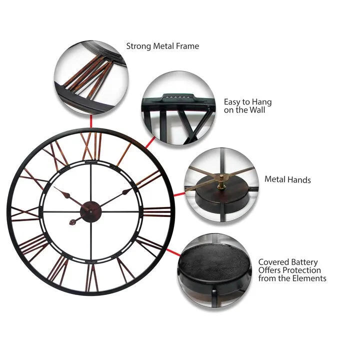 Artsy Wall Black and Bronze Large Open Face 28'' Wall Clock