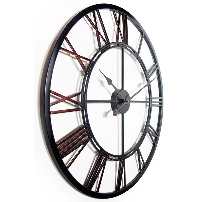 Artsy Wall Black and Bronze Large Open Face 28'' Wall Clock