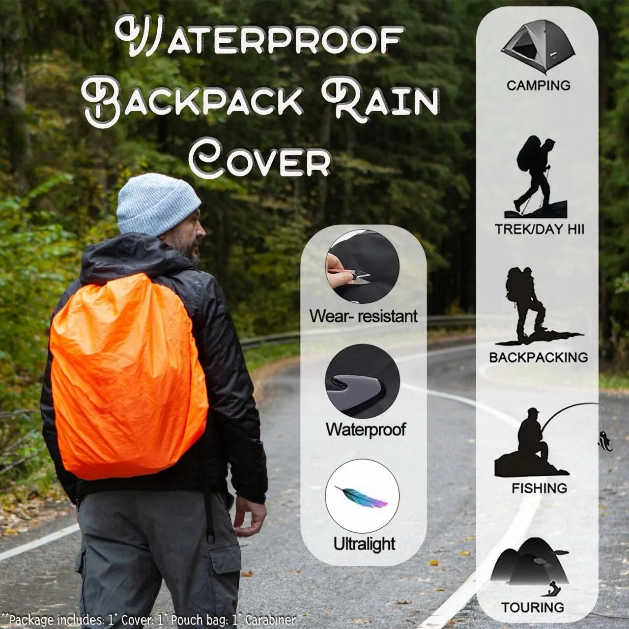 Backpack Rain Cover, Waterproof Backpack Cover, Backpack Rain Cover Waterproof - Portable, Rainproof Protection for Hiking, Outdoor Use, Fits Various Backpack Sizes