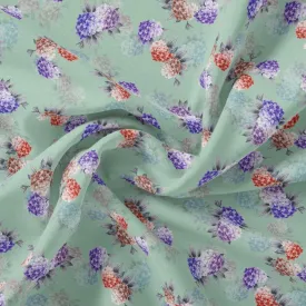 Beautiful Three Colour Geranium Flower Digital Printed Fabric - Japan Satin