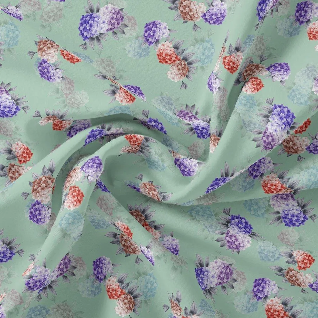Beautiful Three Colour Geranium Flower Digital Printed Fabric - Japan Satin