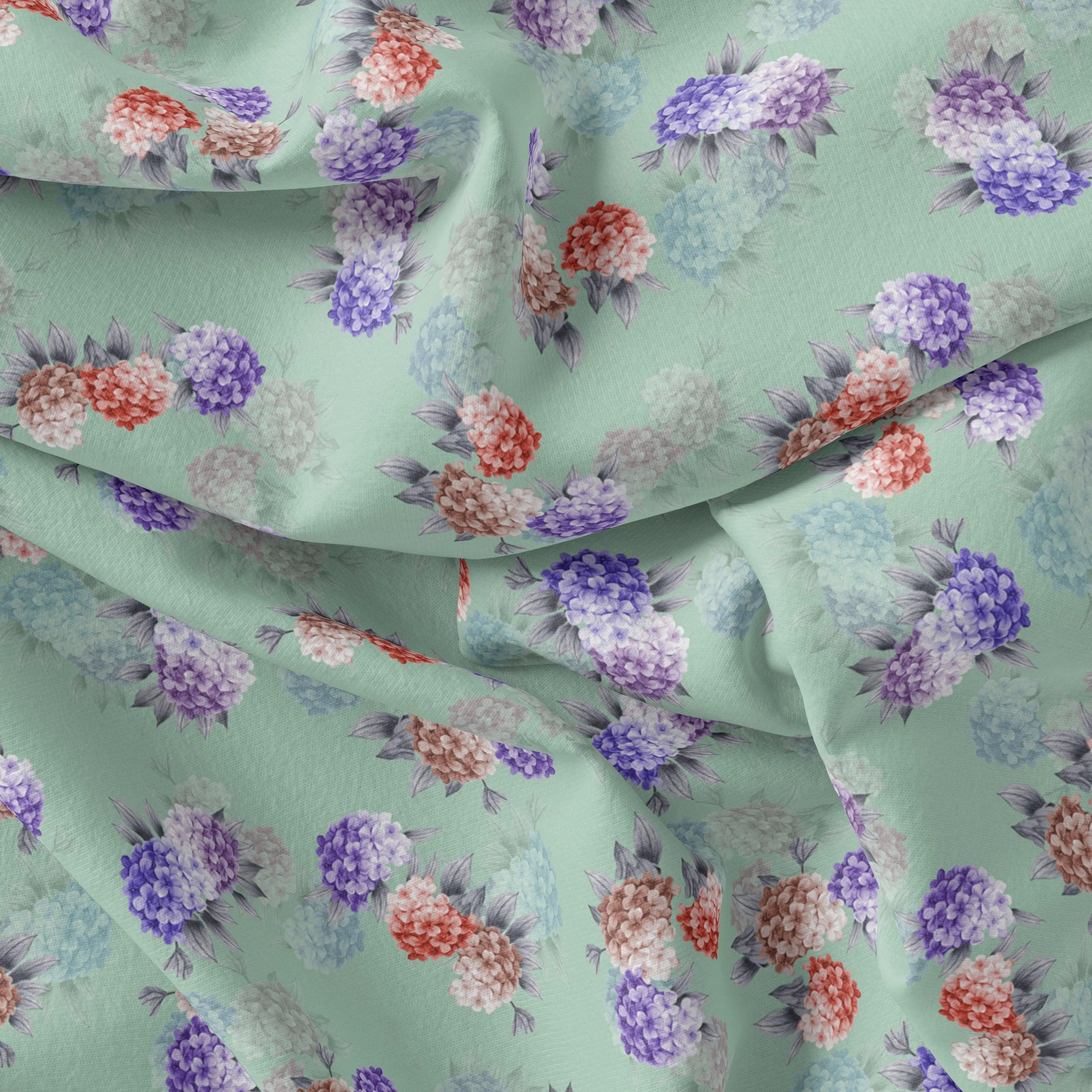 Beautiful Three Colour Geranium Flower Digital Printed Fabric - Japan Satin