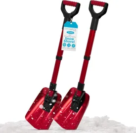 BIRDROCK HOME Folding Emergency Snow Shovel - Compact Tool for Winter Survival, Car, Snowmobiles, ATV - Lightweight Collapsible Gear for Skiing, Camping, Mud, Avalanche, Sand, Adventure - 34, 2 Pack
