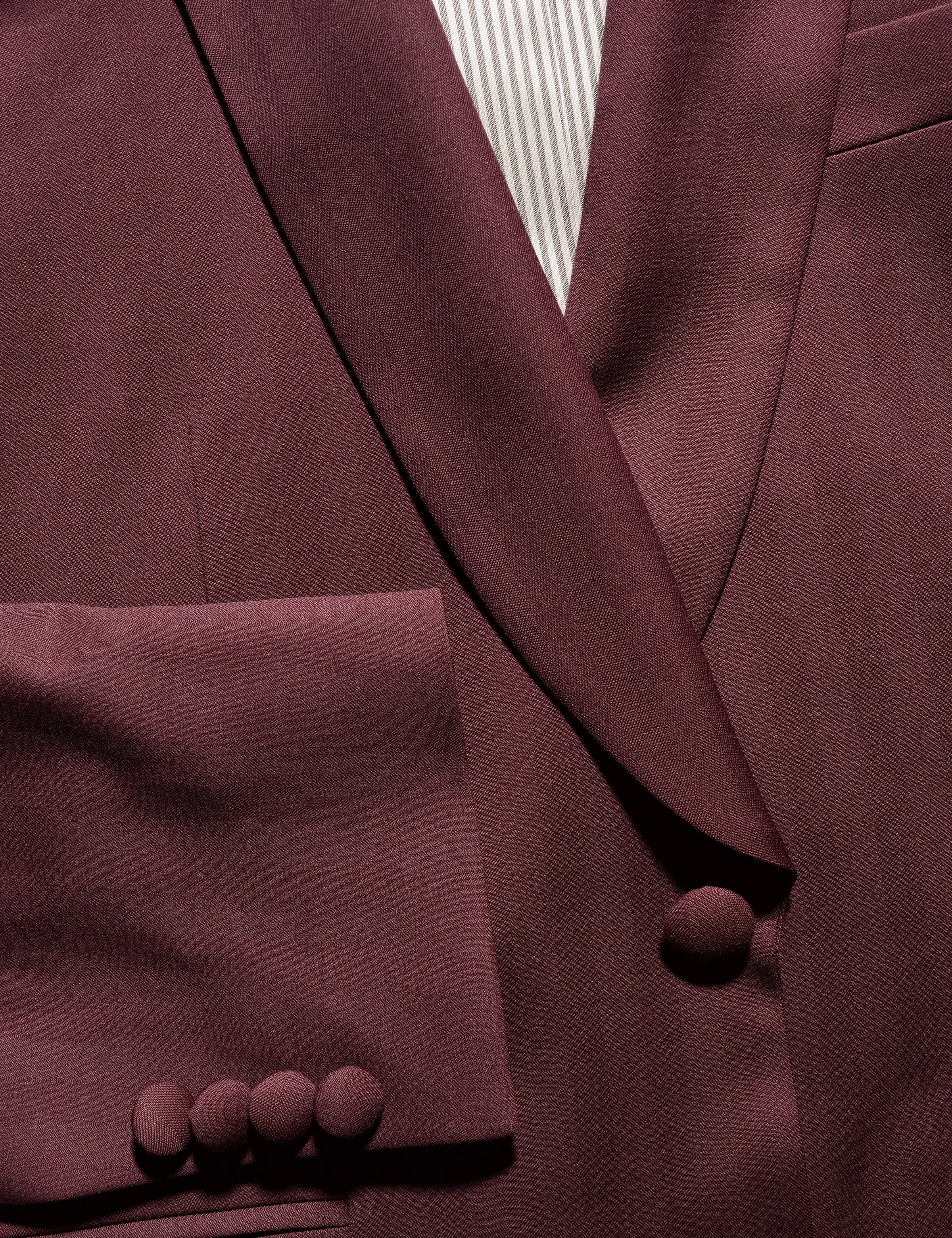 BKT50 Shawl Collar Dinner Jacket in Wool Herringbone - Syrah