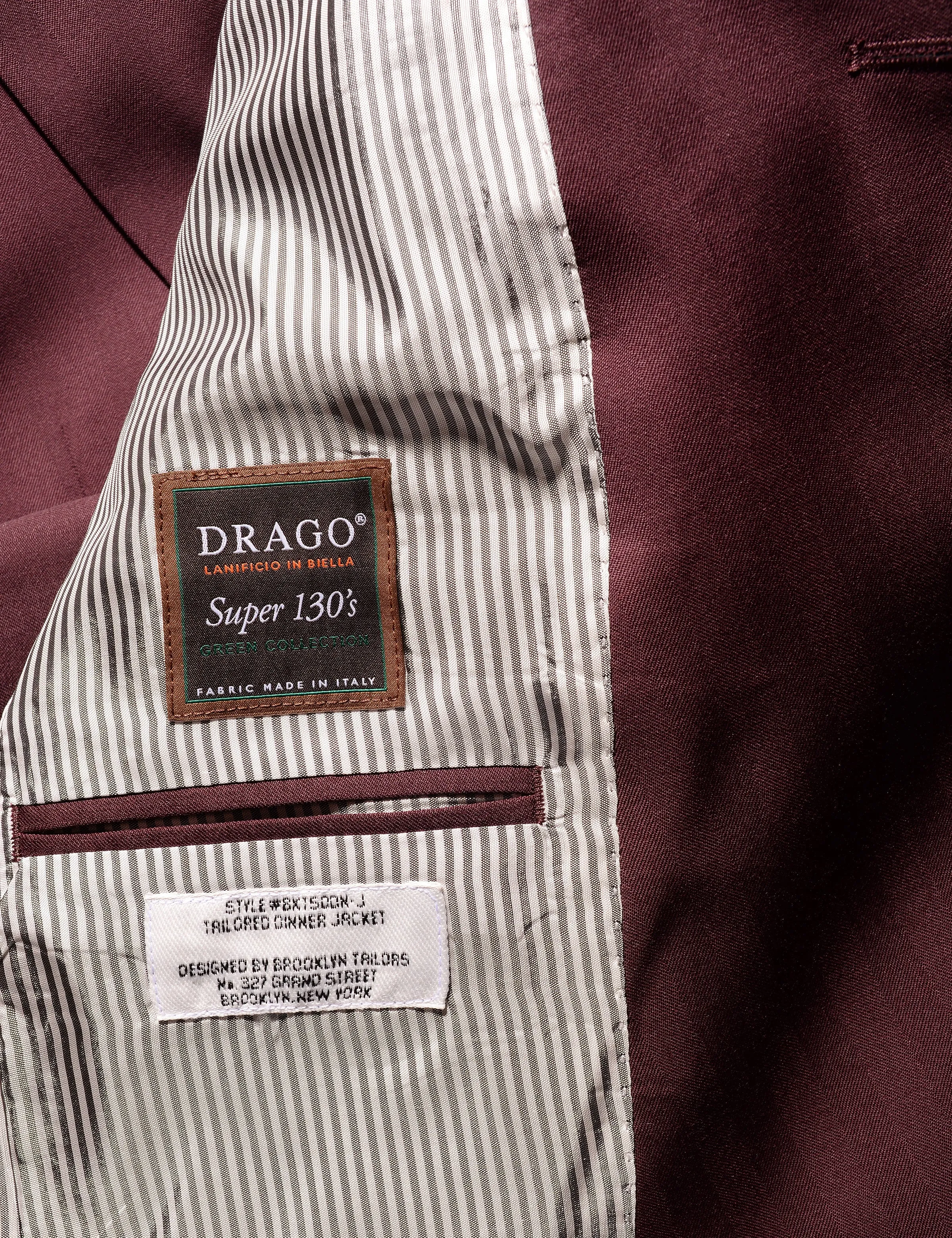BKT50 Shawl Collar Dinner Jacket in Wool Herringbone - Syrah