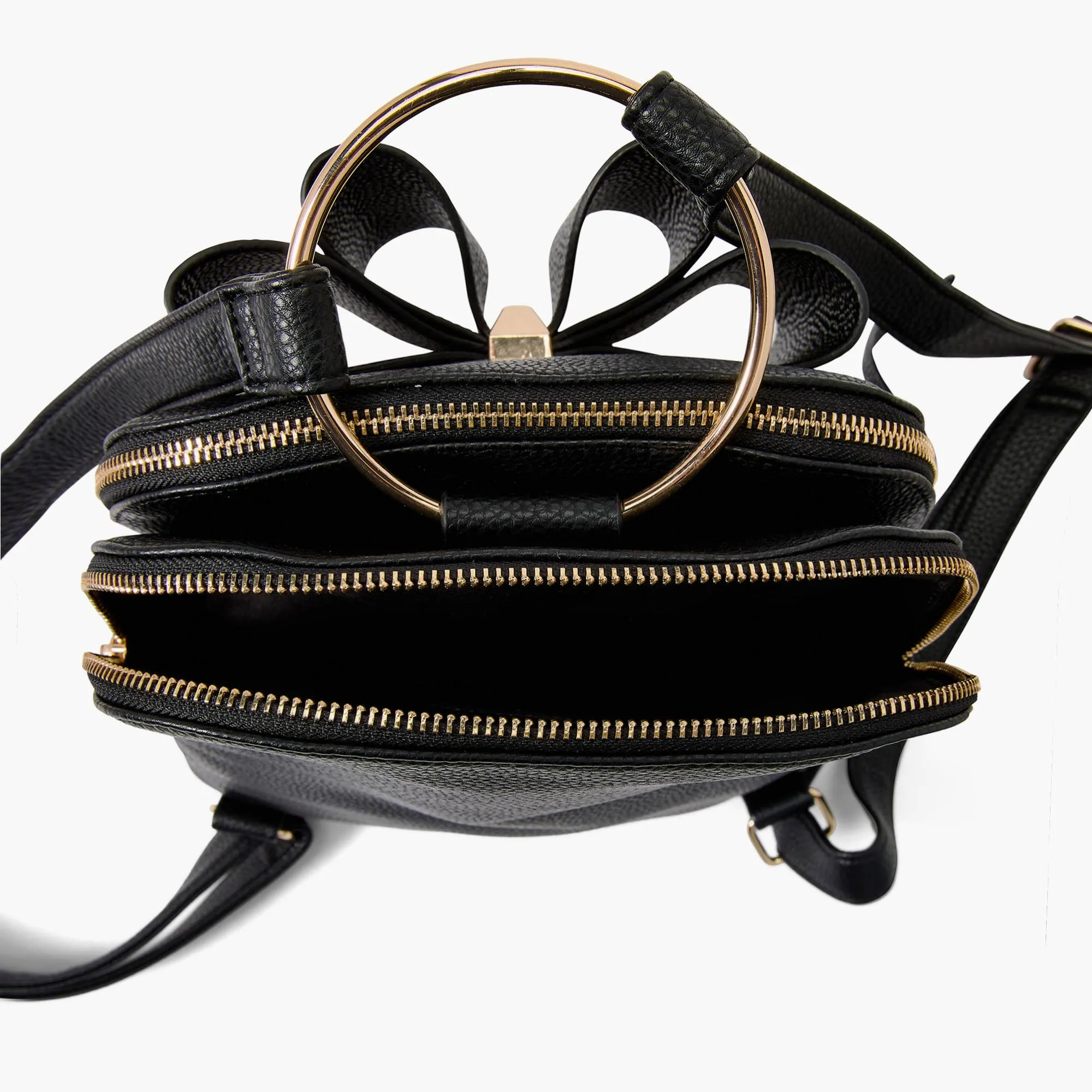 BLACK JASMINE BOW BACKPACK HANDBAG