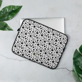 Black Star Laptop Sleeve, White 13" or 15" Snug Fit Tablet Laptop Sleeve-Printed in USA/EU