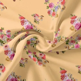 Bloom Pink Forest Flower Digital Printed Fabric - Kota Doria