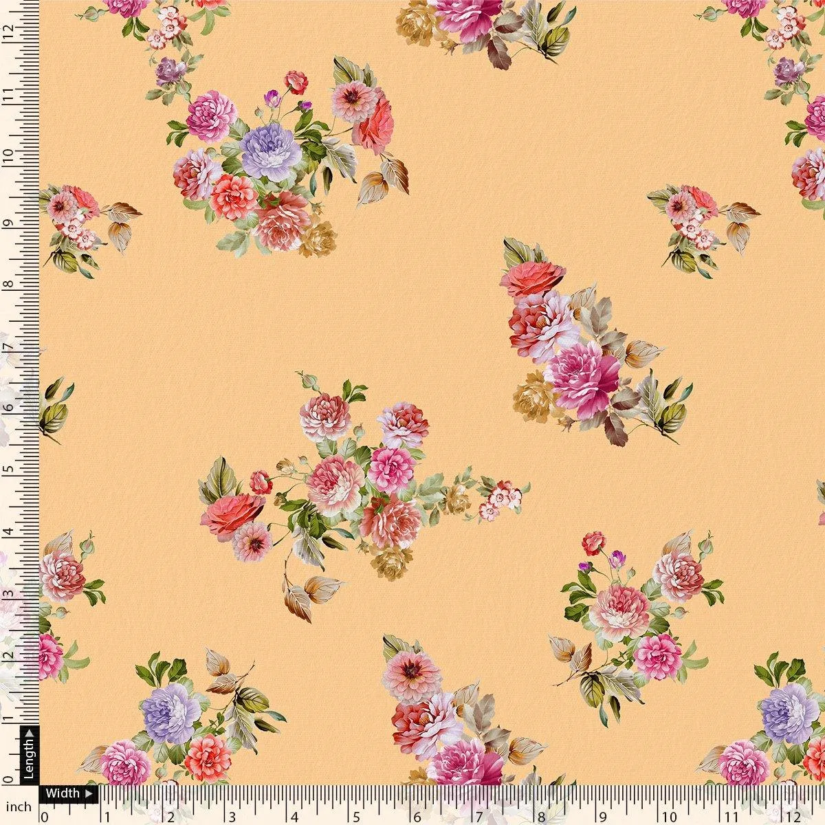 Bloom Pink Forest Flower Digital Printed Fabric - Kota Doria