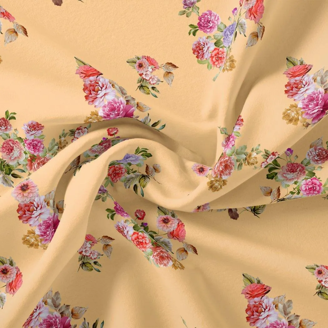 Bloom Pink Forest Flower Digital Printed Fabric - Kota Doria
