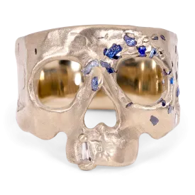 Blue Confetti Skull Ring in White - Size  - 11718