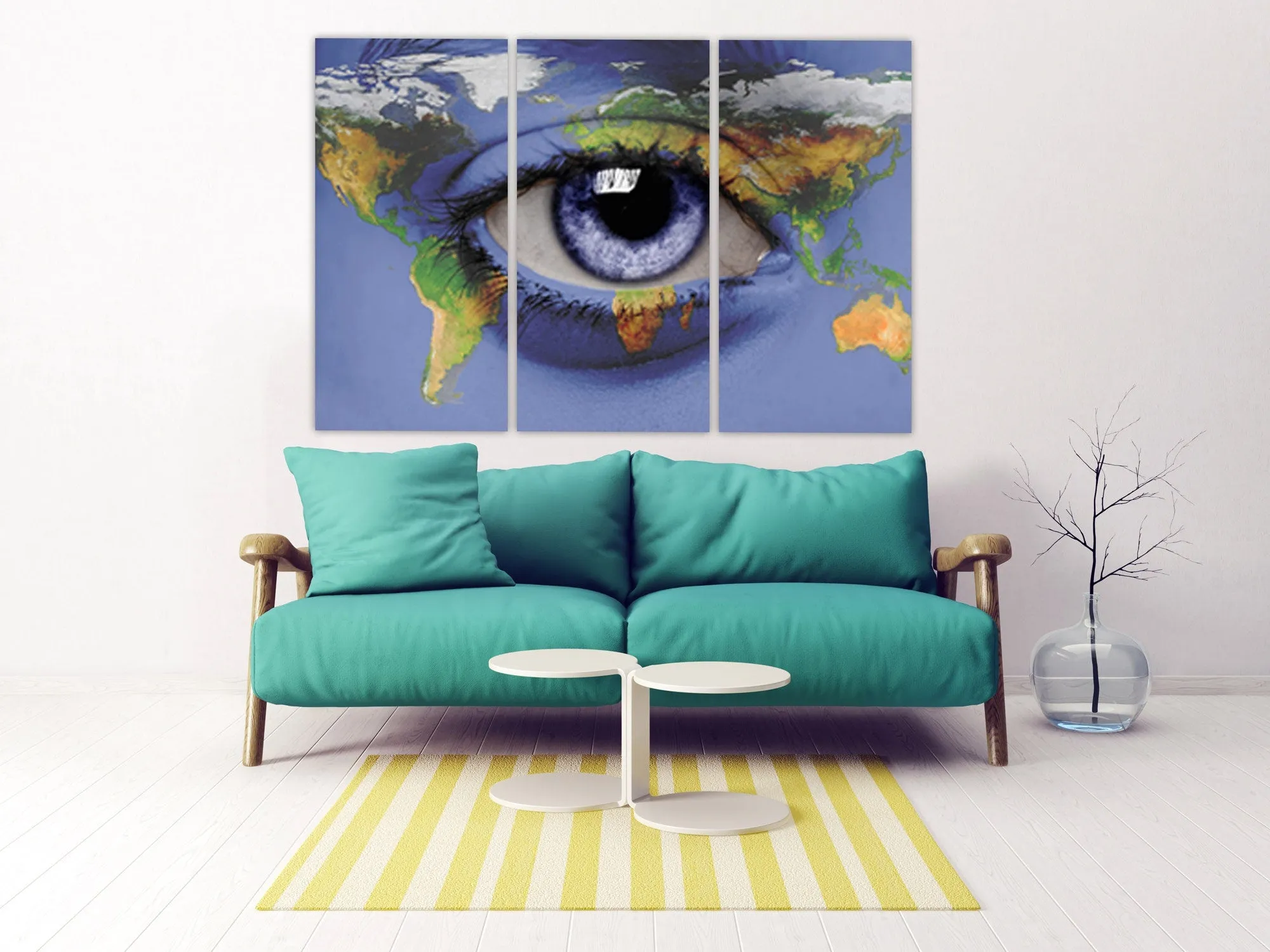 Blue eye painting World map wall art home wall decor canvas painting extra large wall art world map of the world wall art