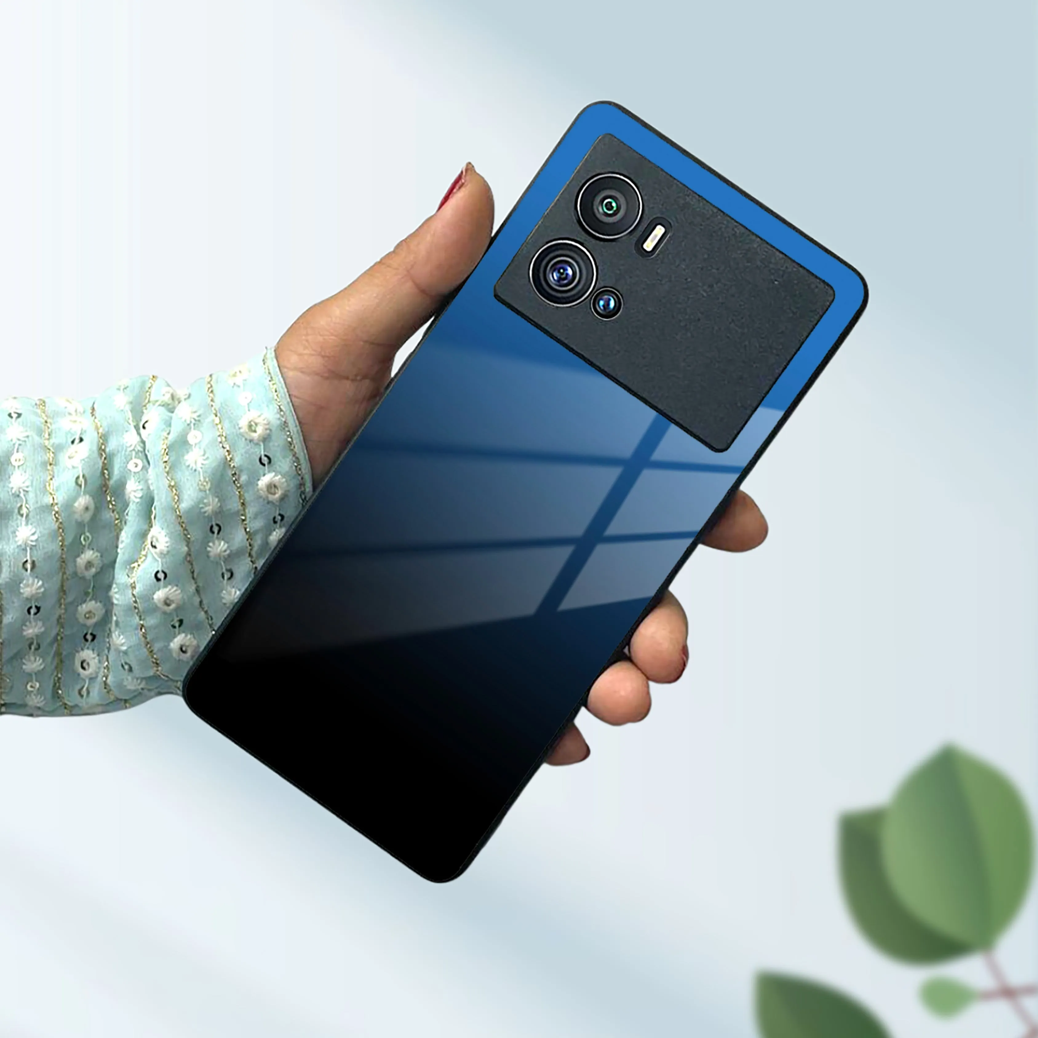 Blue Gradient Glass Case Cover For Vivo