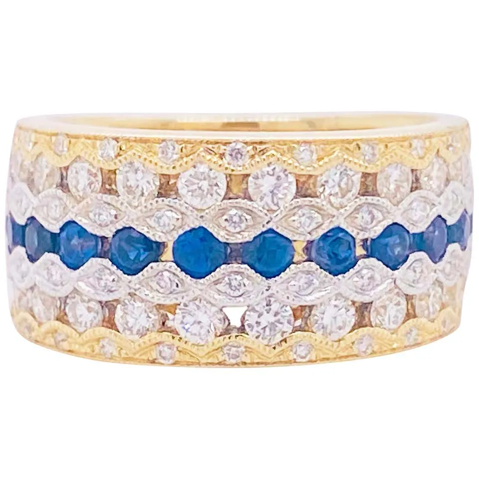 Blue Sapphire & Diamond Cigar Band