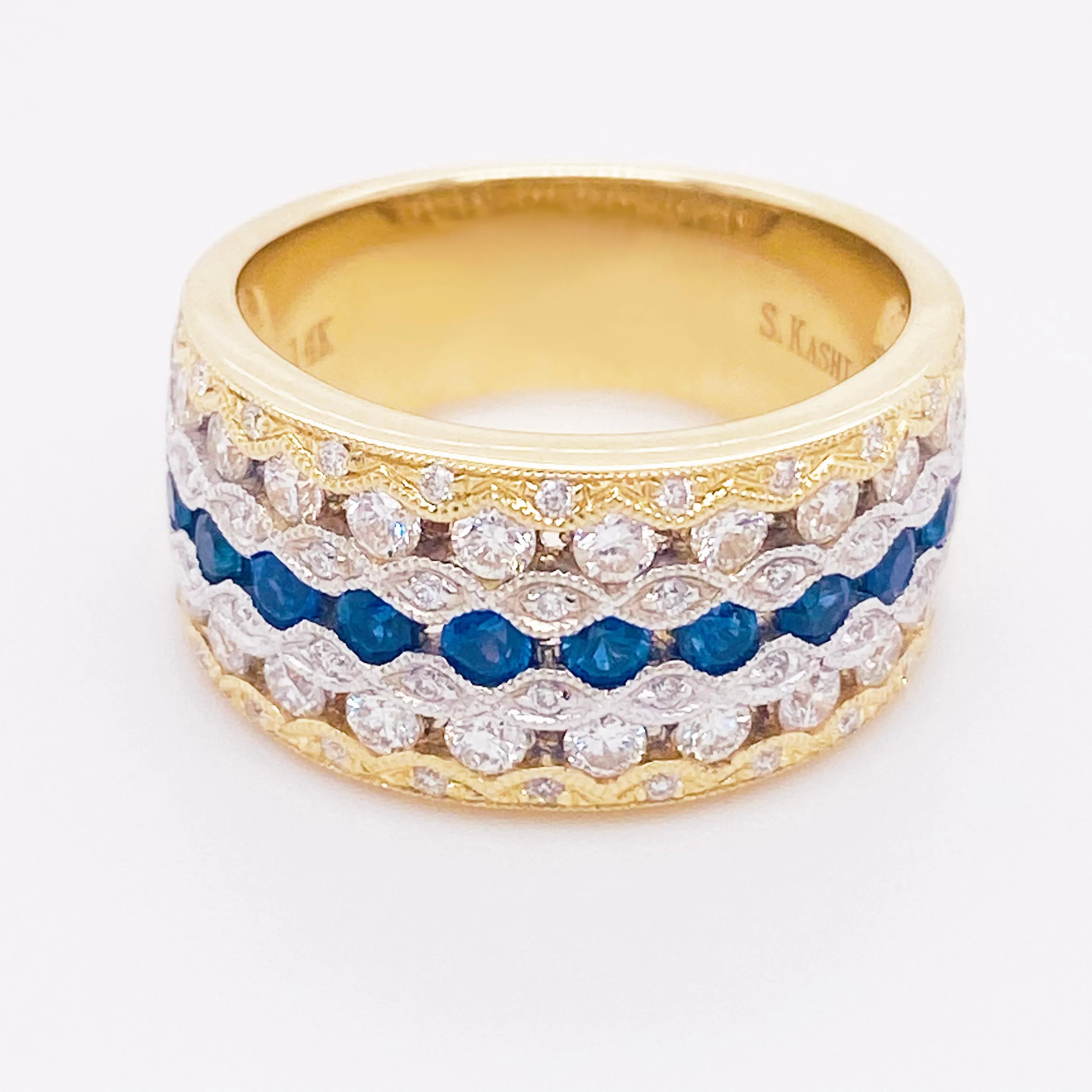 Blue Sapphire & Diamond Cigar Band