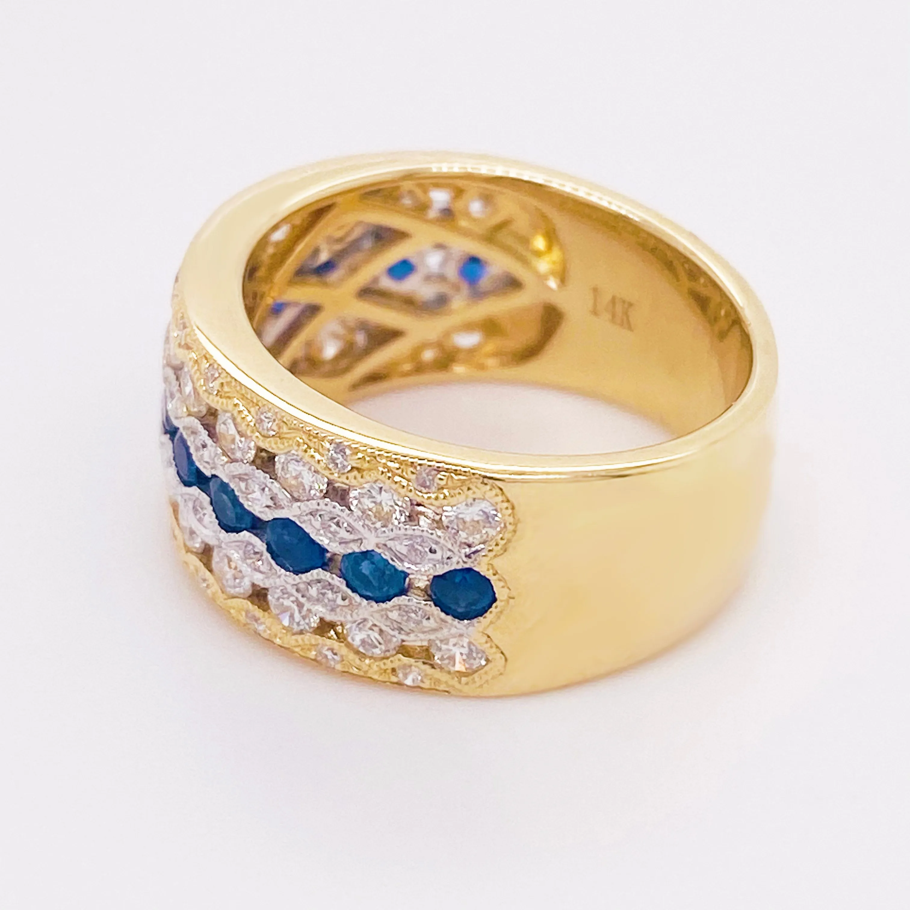 Blue Sapphire & Diamond Cigar Band