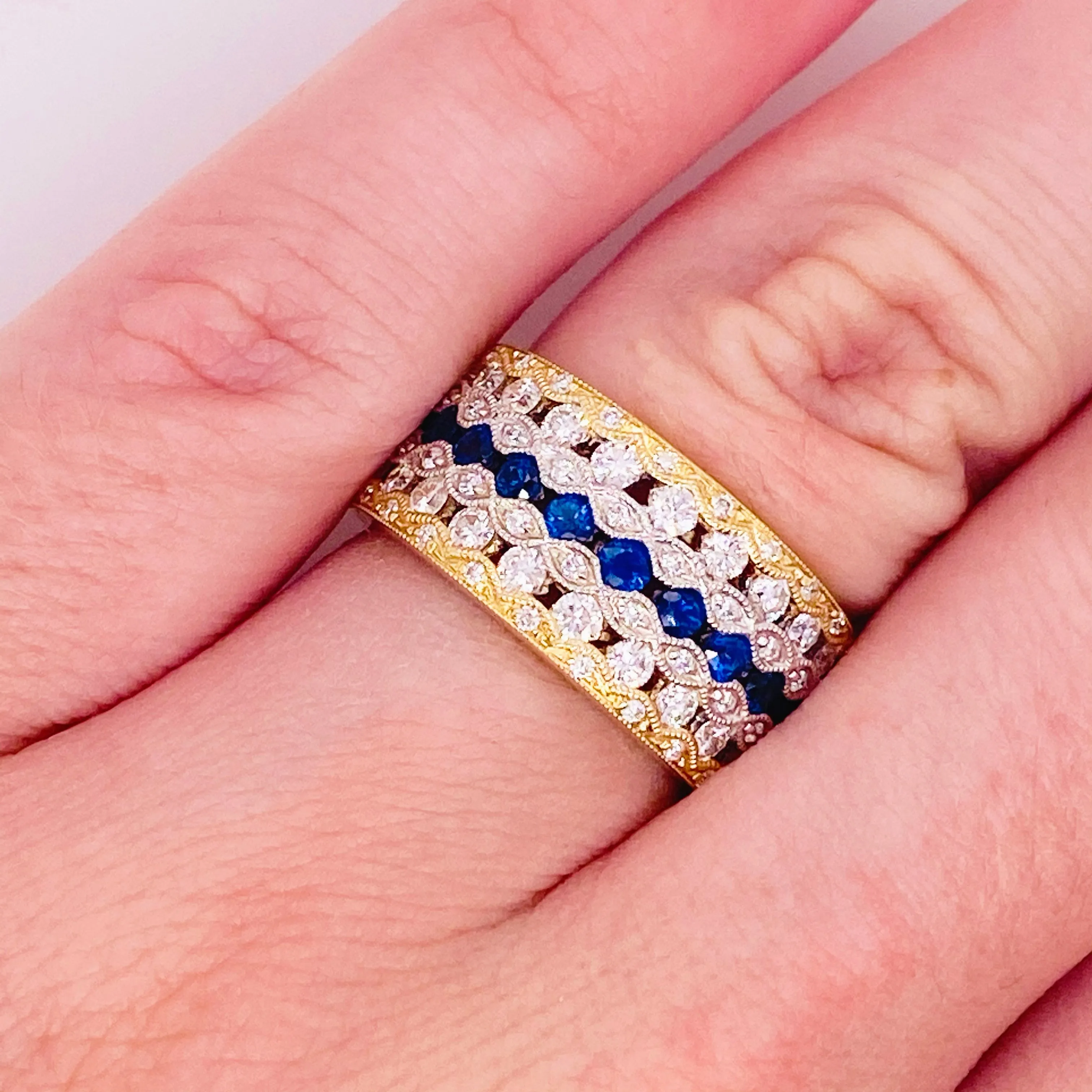 Blue Sapphire & Diamond Cigar Band